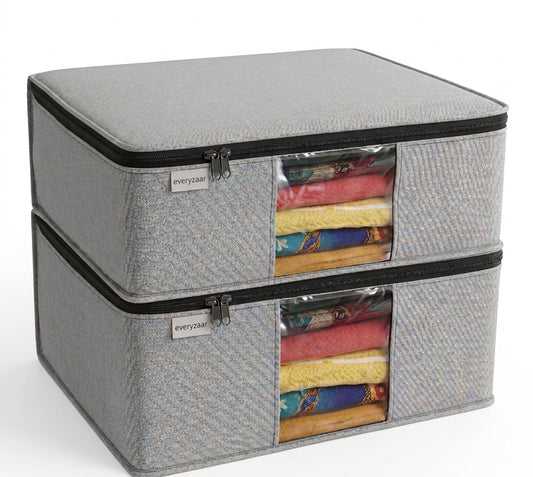 Saree Cover Organizer with Zip & Transparent Window (Pack of 2)