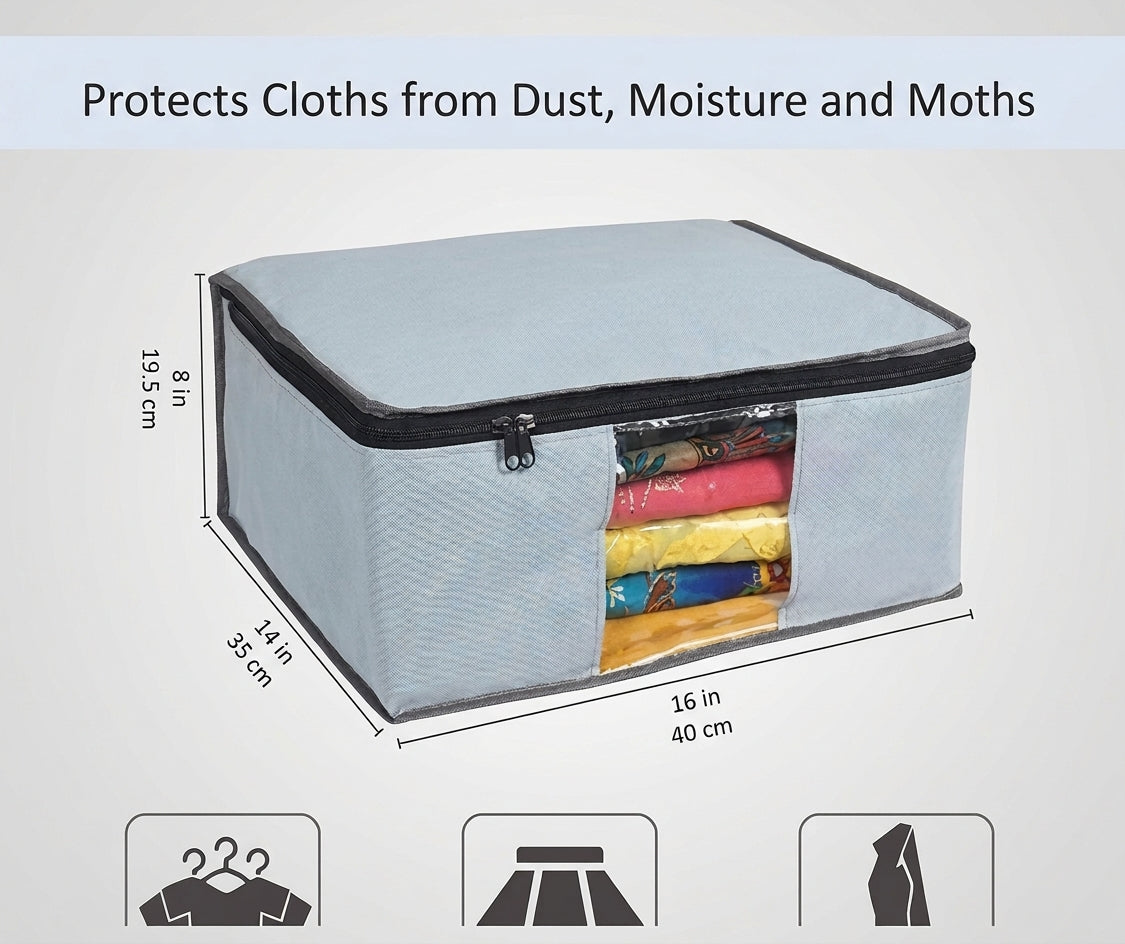 Saree Cover Organizer with Zip & Transparent Window (Pack of 2)